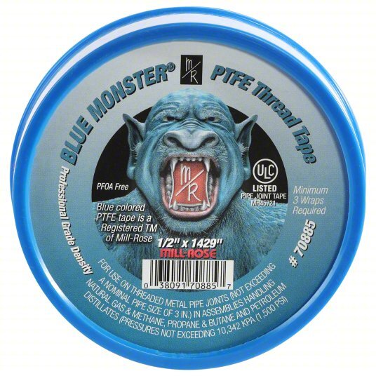 HAJ70885 BLUE MONSTER PTFE TAPE 1/2" X 1429"